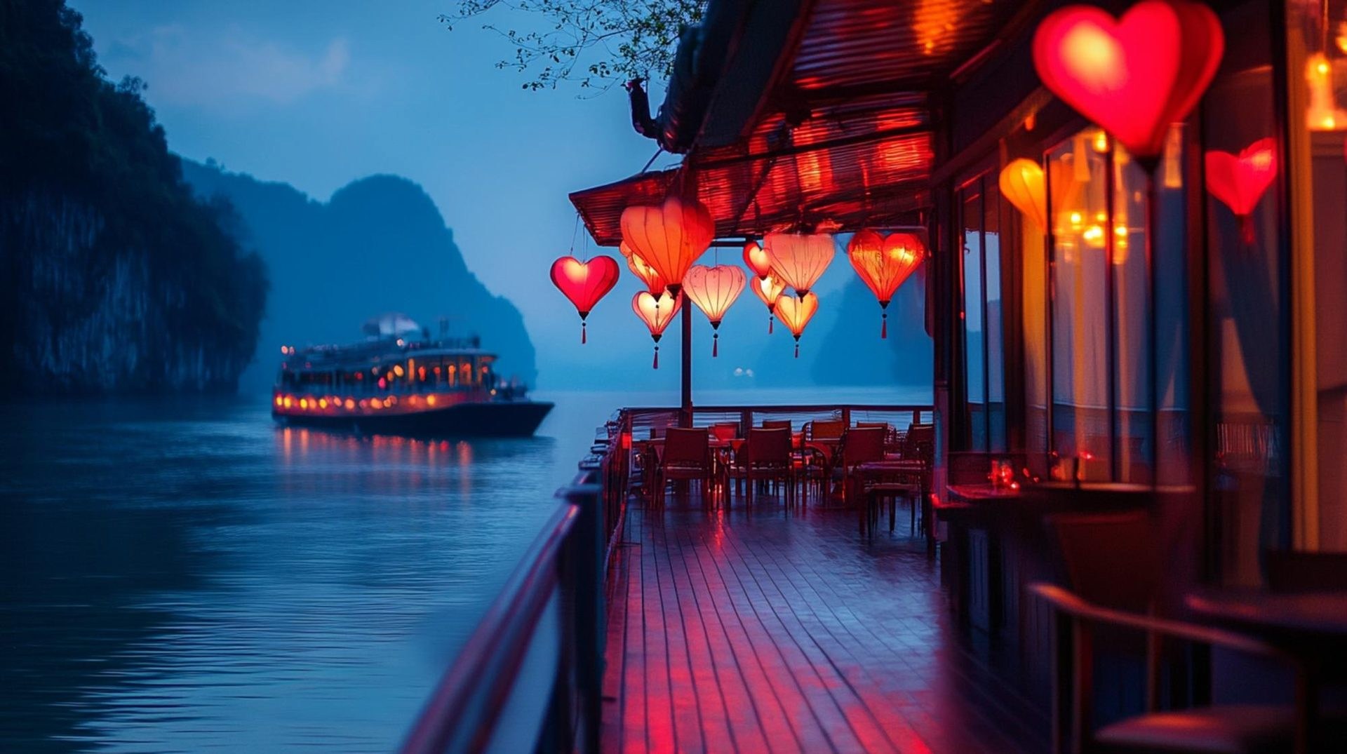 Beach cabana with wooden porch overlooking the Andaman Sea