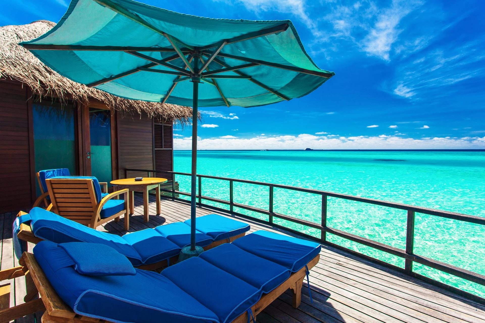 Simple beach cabana with porch facing the Andaman Sea